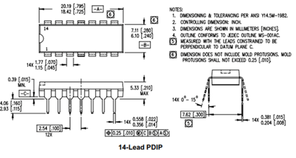 Mechanical Dimensions of IR2110